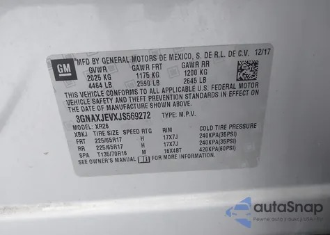 2018 Chevrolet Equinox Lt from USA, damaged, VIN 3GNAXJEVXJS569272